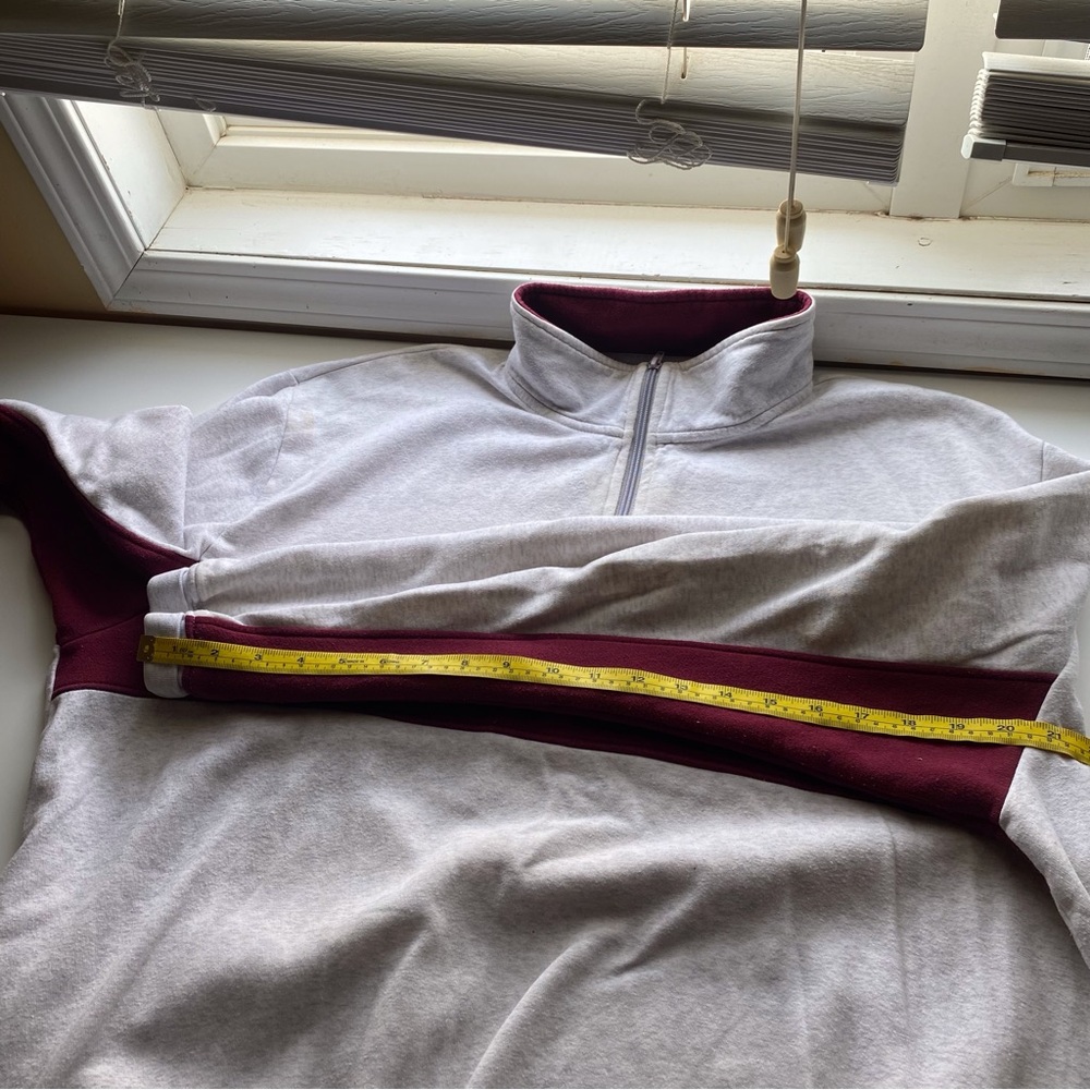 Y2K McMaster University Unique Wool Quarter Zip Sweatshirt Grey Burgundy XXL - Picture 14 of 16